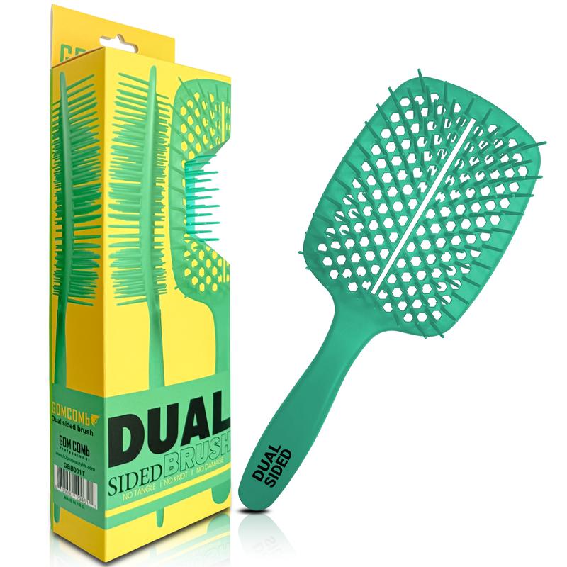 H2PRO GOMCOMb Dual Sided Hair Brush GBB001 - Long & Short Bristle Design for Professional Styling - Snag-Free Detangling for All Hair Types - Curved Design for Comfort & Vented for Fast Drying