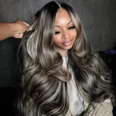 Color Blonde Highlights On Black Straight Hair Shoulder Length