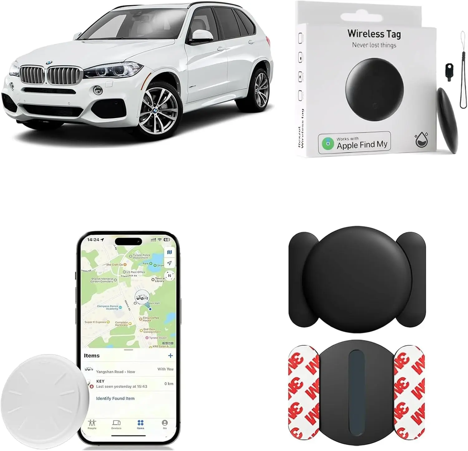 GPS Tracker for Vehicles, Mini Tracker Device for Vehicles, Real-Time Tracking Devices for Cars Hidden with Magnetic Waterproof Case, No Monthly Fee, Works with Apple Find My (iOS Only) (Black)