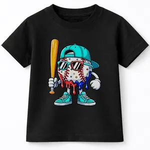 Baseball Drip for Boys Ice Cream Drip Baseball Sport Lover T-Shirt For Young Boys Girls T-shirt Crewneck Light Cotton