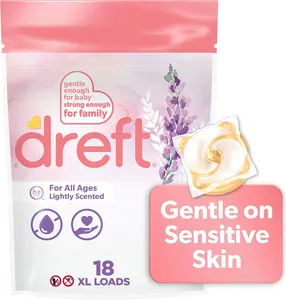 Dreft Laundry Detergent XL Pacs, Light Scent, Lavender, 18 Count