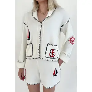 First Mate Embroidered Lightweight Knit Shorts