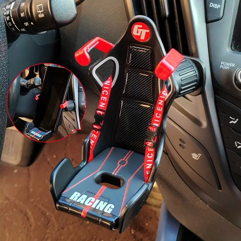 Creative Racing Car Chair Shaped Car Phone Holder, Car Air Outlet Fixing Phone Rack, Creative Phone Stand, Car Accessories for Girls, Summer Essential