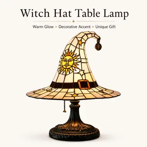 Witch Hat LED Night Light Statue Ornament | Resin Halloween Tabletop Lamp Statue, Ideal Statue for Creating Halloween Atmosphere in Rooms and Home Decor