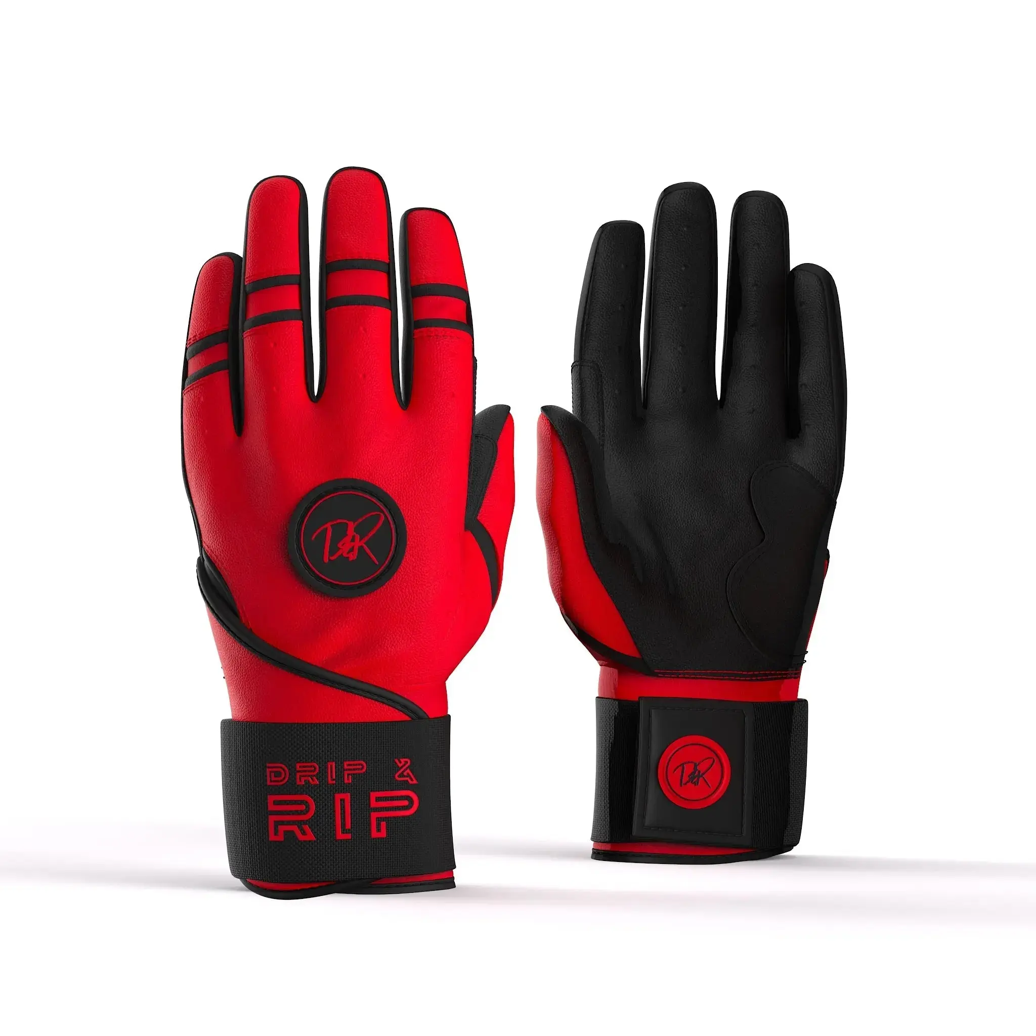 Drip & Rip™ 'Baller' Series Premium Leather Long Cuff Batting Glove Magma