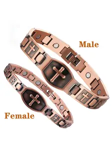 99.99% Pure Copper Magnetic Bracelet, 3500 Gauss Strength, Adjustable Design, Fashionable Copper Jewelry Gift for Men and Women