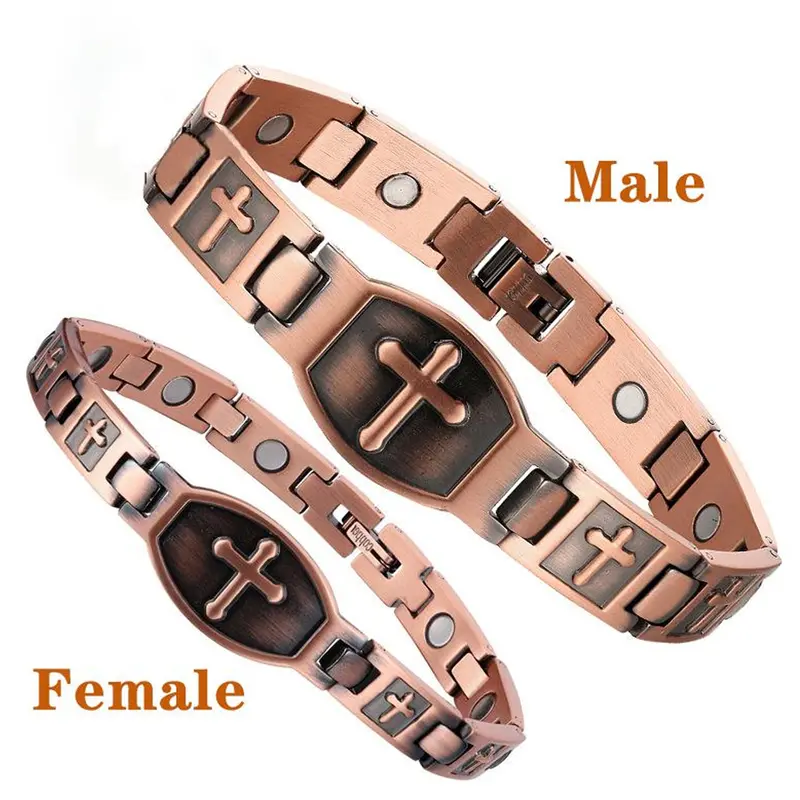 99.99% Pure Copper Magnetic Bracelet, All Metal Wearable, 3500 Gauss Strength, Adjustable Design, Fashionable Copper Jewelry Gift for Men and Women