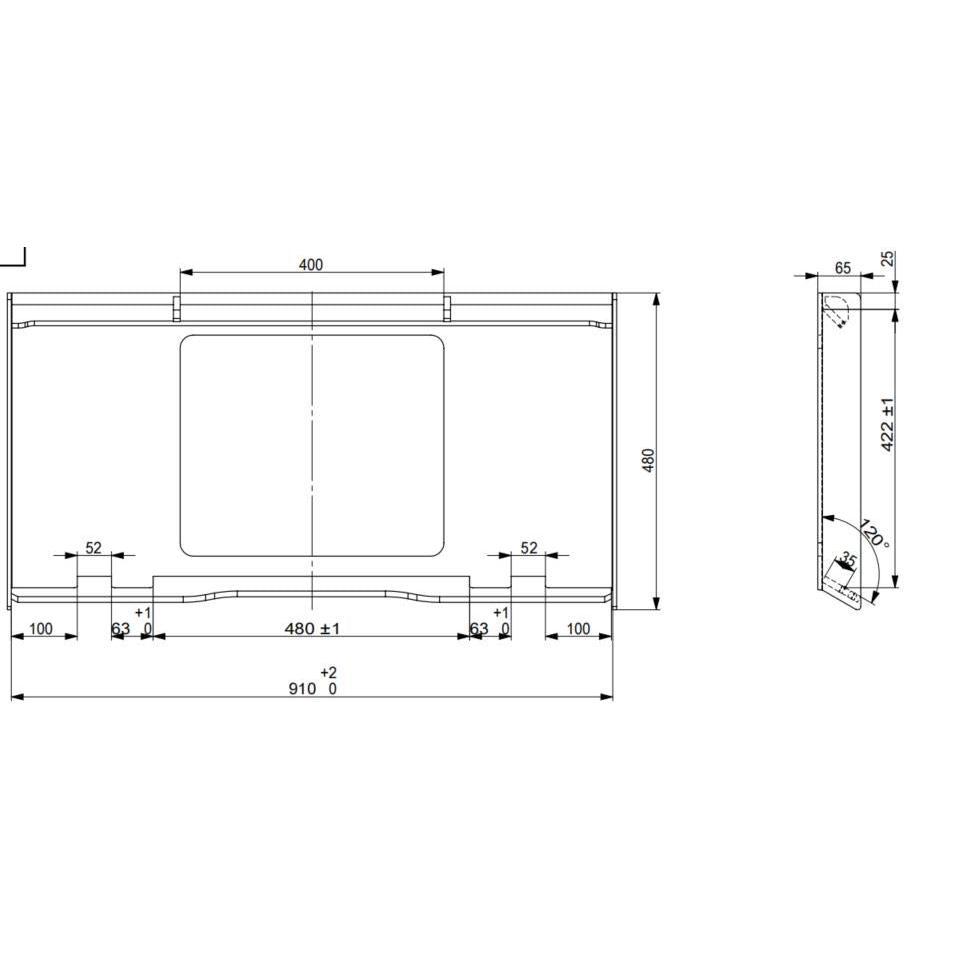 35.5" Universal Compact Skid Steer Weld-on Mount Plate with Window 35.5" Universal Compact Skid Steer Weld-on Mount Plate with Window