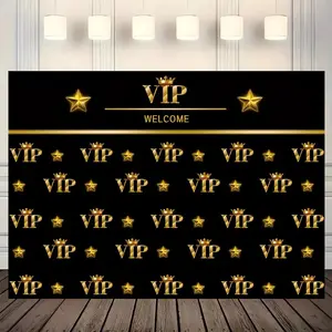 Vip Crown Pattern Background Banner, 1 Count Party Decoration Background, Wall Decoration, Photography Background, Indoor & Outdoor Decoration, Ornaments