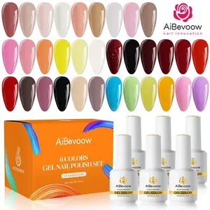 AiBevoow 15ml Gel Nail Polish Kit - 6 Color Fall Winter Nude Pink Gel Polish Set Skin Tones Neutral Brown Soak Off Gel Nail Kit Manicure DIY Nail Art Salon Home Gift