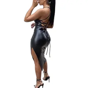 Black Panther Slim-fitting Leather dress