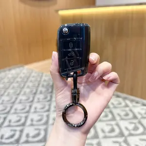 For VW Volkswagen Key Fob Cover, Soft TPU Key Case Protection Fit for Tiguan Golf Jetta Polo Atlas Skoda Smart Key