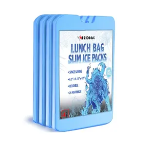 Kona Small Ice Packs for Lunch Box - Set of 4 Refreezable & Reusable Ice Packs in Blue - Ideal for Keeping Food Cold - Heavy Duty & Food Safe