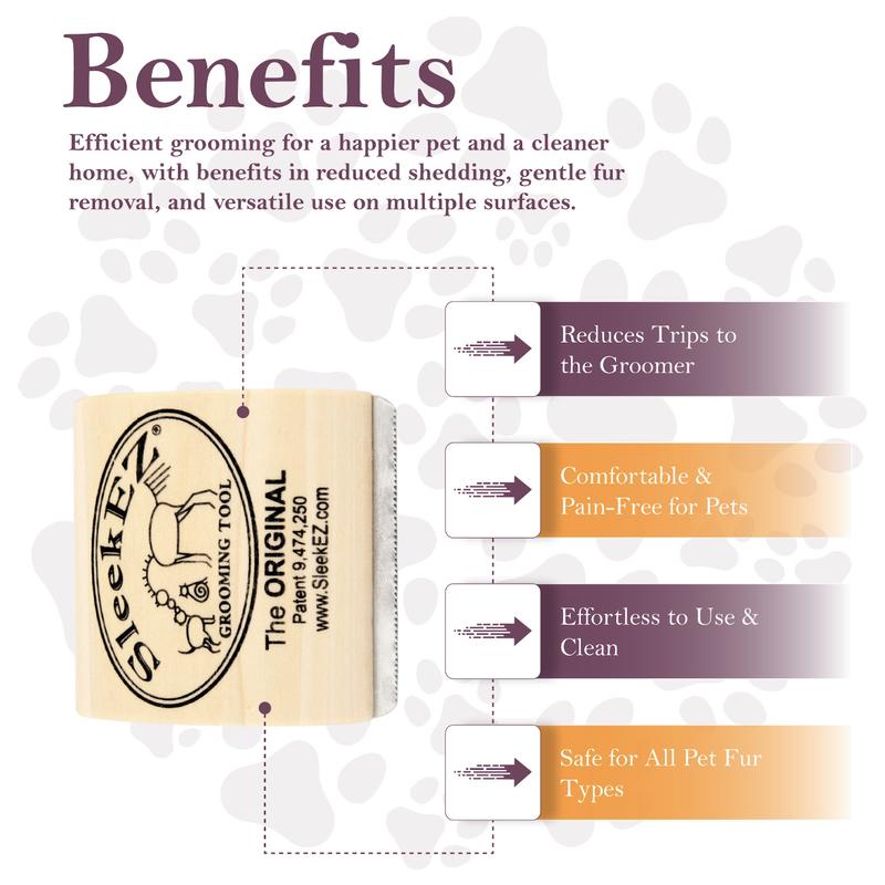 SleekEZ Cat Brush for Shedding & Grooming, Wooden Handle & Stainless Steel Blade, Pet Brush for Indoor Cats, 2.5 Inches Long Groomer Tools Fur Removal Tool