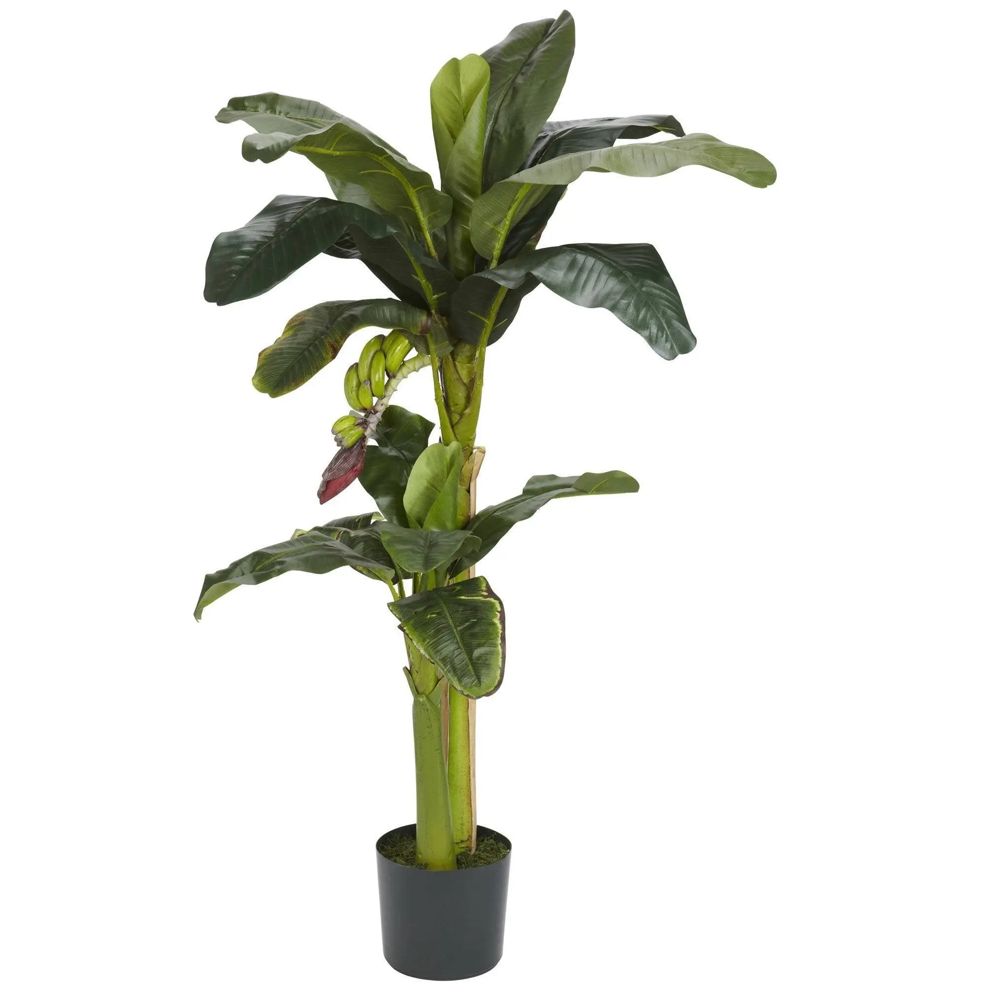 5ft Artificial Banana Silk Tree with Silk Leaves, Tiny Sprouting Fruit & Potted Faux Greenery Set, Synthetic Decor for Home Office Both Indoors-Outdoors Garden Decoration, Artificial Plants