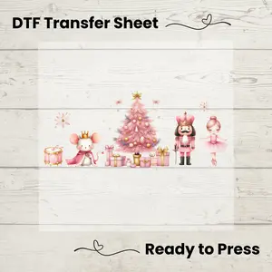 Pink Nutcracker Christmas DTF, Dtf Transfer Sheet, Ready to Press, Custom Dtf, DIY Heat Transfer, Ballet Lover Gift, Holiday Sweater