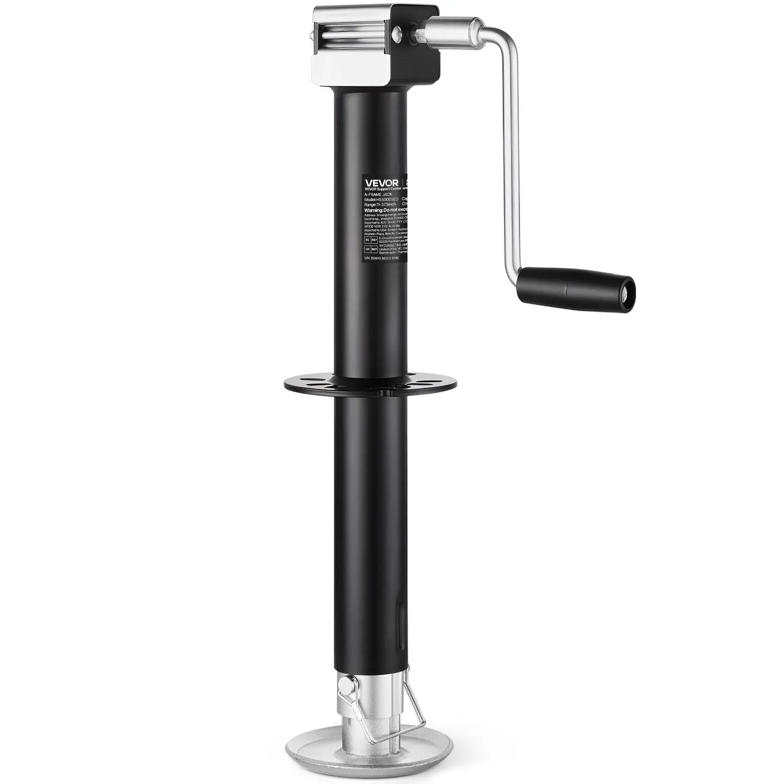 【Summerfinds】VEVOR 5,000 lbs A-Frame Trailer Jack, 15-in Vertical Travel Lift Jack with 7-Level Drop Leg, 7 Pre-Drilled Holes & Drill Socket, Cordless Drill Compatible Tools and Gadgets for Utility Trailers, Work Tools, Vehicle Accessories, Boats