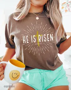 He Is Risen 2025 T-Shirt, Christian Easter Shirt, Jesus Easter Gift, Gift For Easter, Easter Shirt, Full Size, Full Color Comfort Cotton