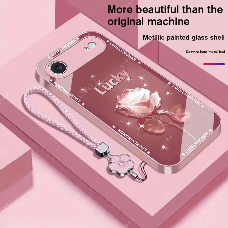 Suitable for [iPhone 17 Air]Brand new premium phone case，free beautiful four-leaf clover lanyard，available in multiple colors， beautiful and high-class eleganceexquisite YM99