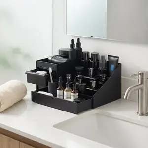 TikTok Trending: Men's Luxury Grooming Station | All-in-One Bathroom Counter Organizer | Minimalist Cologne Tray, Toothbrush Holder & Sink Brush Caddy storage house