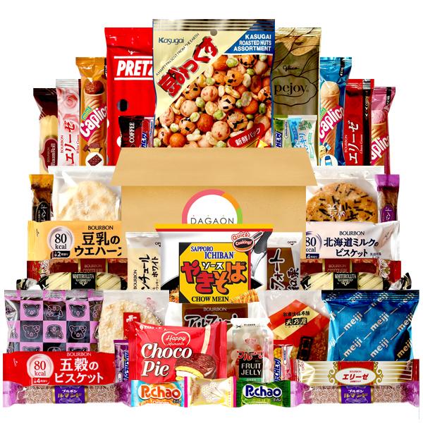 Japanese Snack Box - Dagaon 42 Variety Snacks. Chips, Ramen, Crackers, Biscuits, Cookies, Pies, Candies, Jellies and More - Multipack, Gift, Sweet and Savory