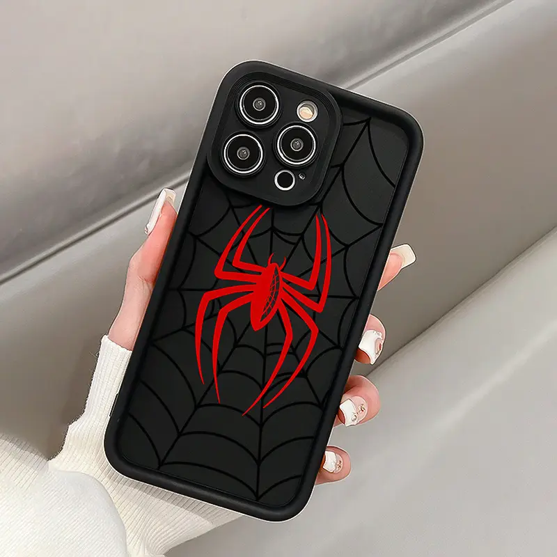 Spider Pattern Smartphone Case Casing, Soft TPU Cover, Protective, Soft, Lightweight Full Coverage, Anti-Slip, Shockproof, Fingerprint Resistant, Suitable for Apple iPhone 17promax 17pro 17plus Air 16plus 15 14 13 12 11 X XR