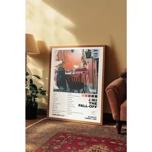 J Cole The Fall Off Album Poster  Hip Hop Album Cover Print  Trendy Rap Music Studio Decor  Modern Tracklist Wall Art  Urban Rapper Gift