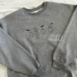 Ghosts Embroidered Halloween Crewneck Sweatshirt