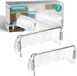 Antimbee 2 Pack Adjustable Magnetic Heat & Air Vent Deflector -Super Strong Neodymium Magnets 8" to 15" Length Fits Vents, Sidewall, Ceiling, Floor Registers - Curved Air Conditioner Vent Cover