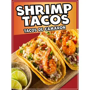 Shrimp Tacos  Sign Decal Window Sticker Truck Concession Vinyl Restaurant Tacos de Camaron SIgn Sticker