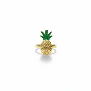 Pineapple Ring - Gold Plated Fruit Design Adjustable Fashion Jewelry for Women