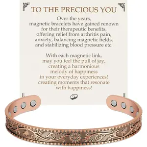 Feraco Pure Copper Bracelets for Women, 12X Enhanced Strength Magnetic Cuff Bangle for Women, 3800 Gauss Neodymium Magnets, Adjustable (Daisy)