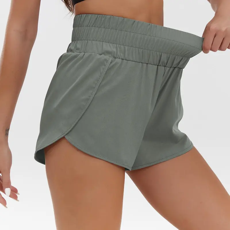 Women's Solid Color High Waist Elastic Gym Sports Shorts, Breathable Lightweight Activewear Gym Shorts, Fitness Workout Shorts, Ideal for Running & Training, Athletic Wear Shorts, Solid Swim Shorts