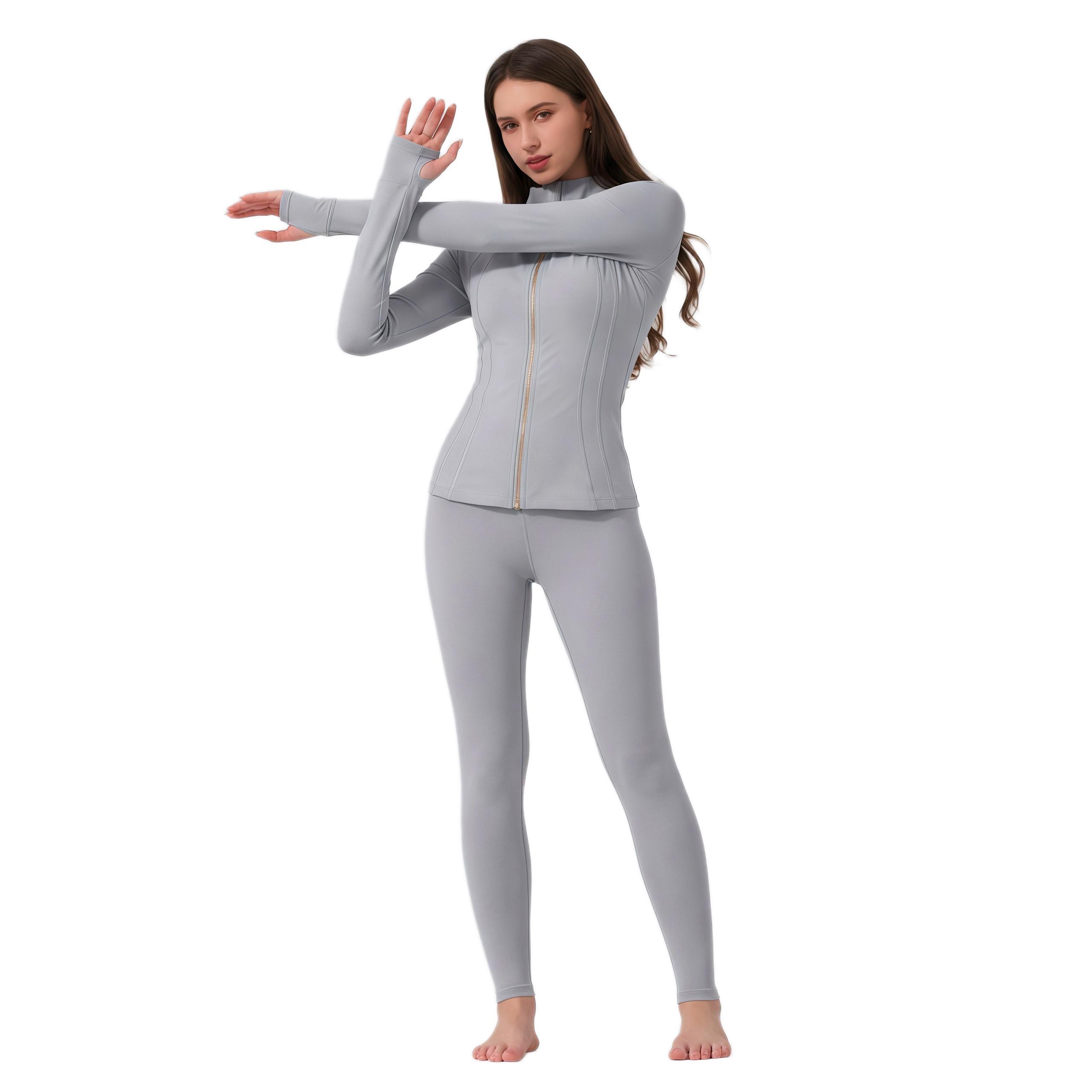 MG1 Women's Thumb Hole Zip Up Sports Jacket, Long Sleeve Active Outerwear Thumbholes Design, Casual Wear for Women Activewear Blazer