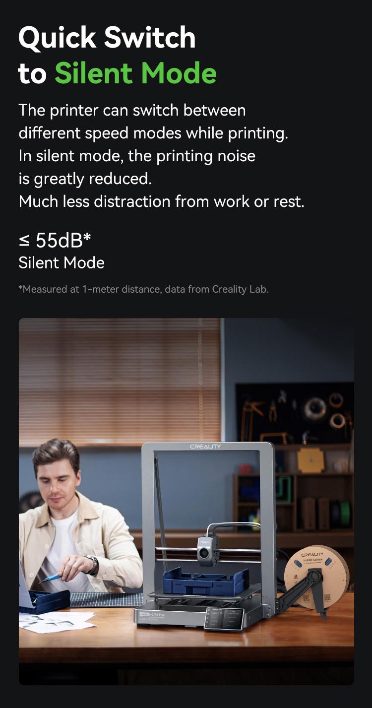 Creality Ender-3 V3 Plus 3D Printer - Dual Motors, CoreXZ Tech, Clog-Free Extruder, and Quick-Swap Nozzle Wifi