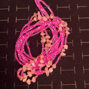 AAESSENTIALS Self-Love Energy 60" Waist Beads - Pink Beaded Waist Accessory for Women