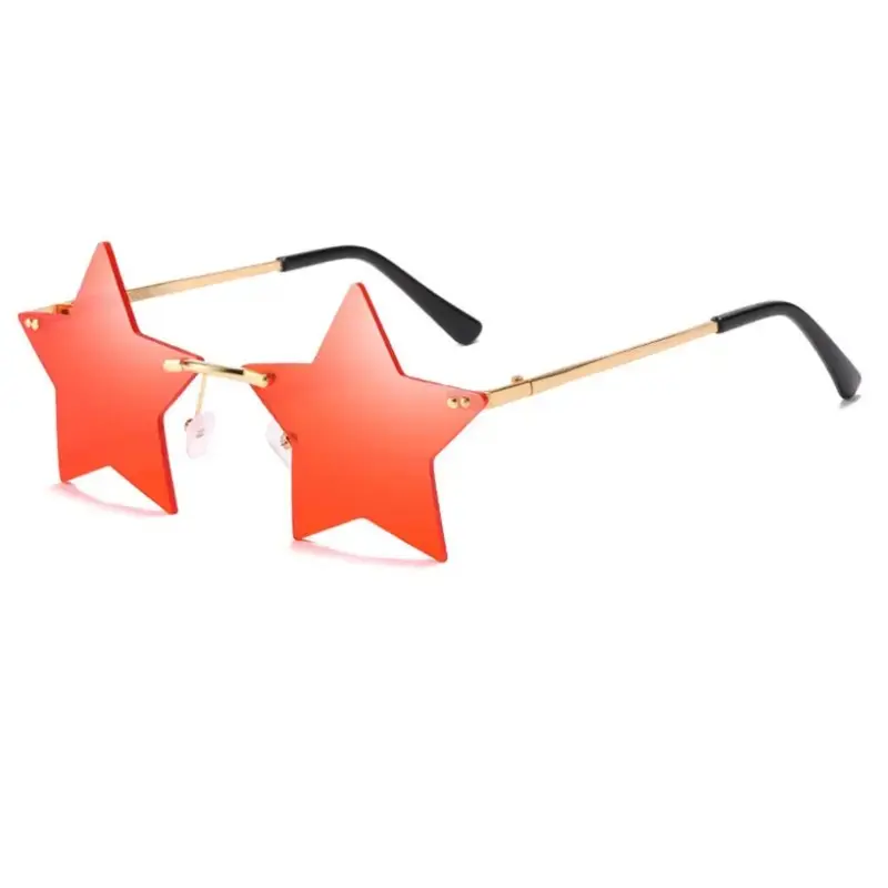 Star Design Rimless Sunglasses, Trendy Tinted Lens Eyewear, Stylish Fashion Accessories for Daily Wear & Outdoor Activities
