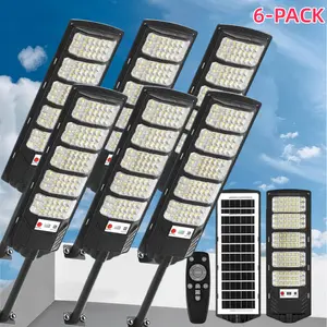 6-PACK 12000 Lumen Solar Street Light IP67 Waterproof with Motion Sensor 3 Modes Zero Wiring Easy Install for Garden Yard Pathway High Capacity Battery 36-48 Hours Lasting 4-Pack