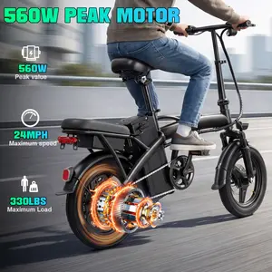 Terrosor T5 Electric Bike - 20mph in 1 Click, Foldable, Removable Basket & Adjustable Seat, 48V 15Ah Battery, 400W Motor, 1 Year Warranty Ebikes bikes