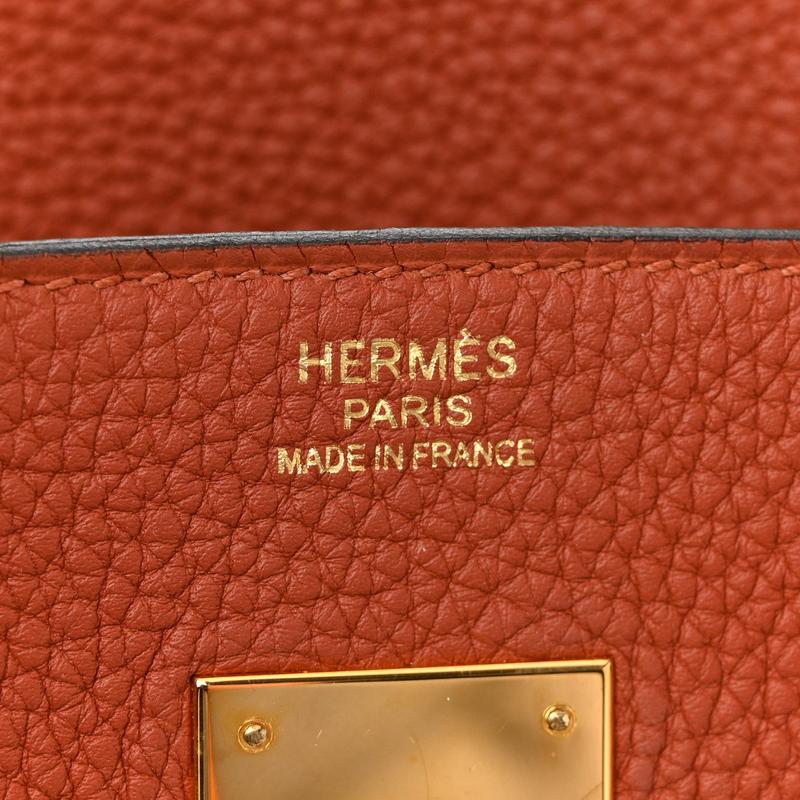 Pre-owned HERMÈS Leather Travel Bags Togo Birkin 30 Cuivre