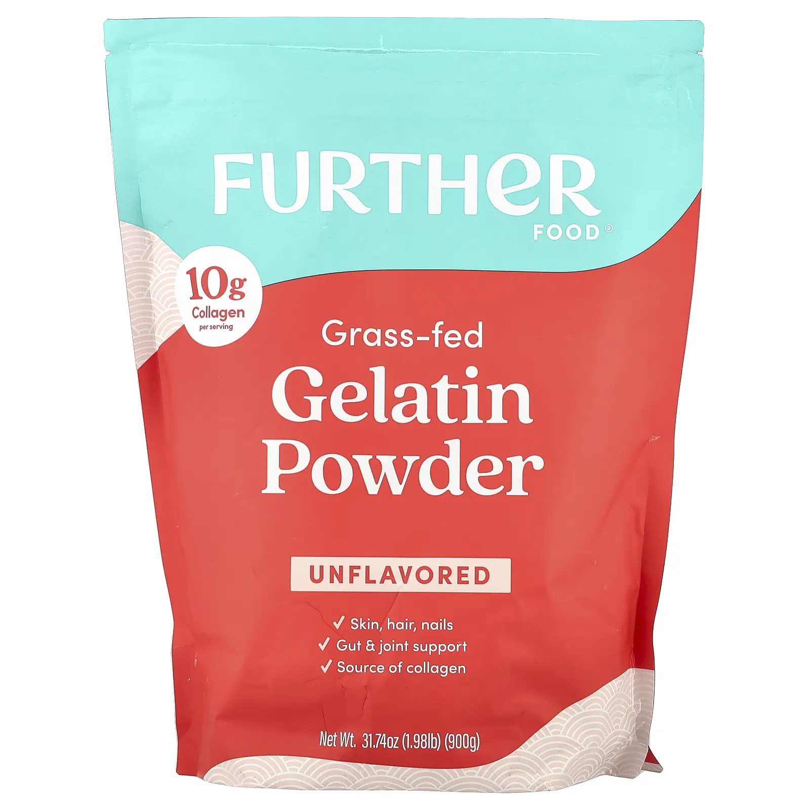 Further Food Grass-Fed Gelatin Powder, Unflavored, 31.74 oz (900 g) Further Food Grass-Fed Gelatin Powder, Unflavored, 31.74 oz (900 g)