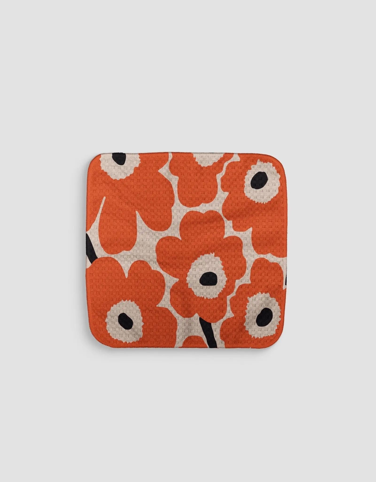 Chubby Flowers Orange Dishcloth Set - Double-Sided Print Quick-Dry Kitchen Cleaning Cloth