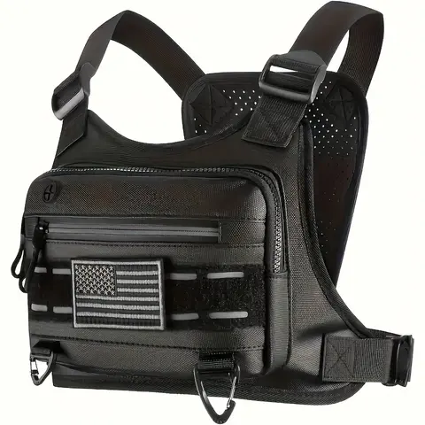 Men's Lightweight Outdoor Sports Chest Bag - Gym Gear with Phone Pocket, Front Zipper Compartment, Adjustable Shoulder Strap, Secure Closure, Hands-Free Trail Running, Durable Multi-Functional Accessory