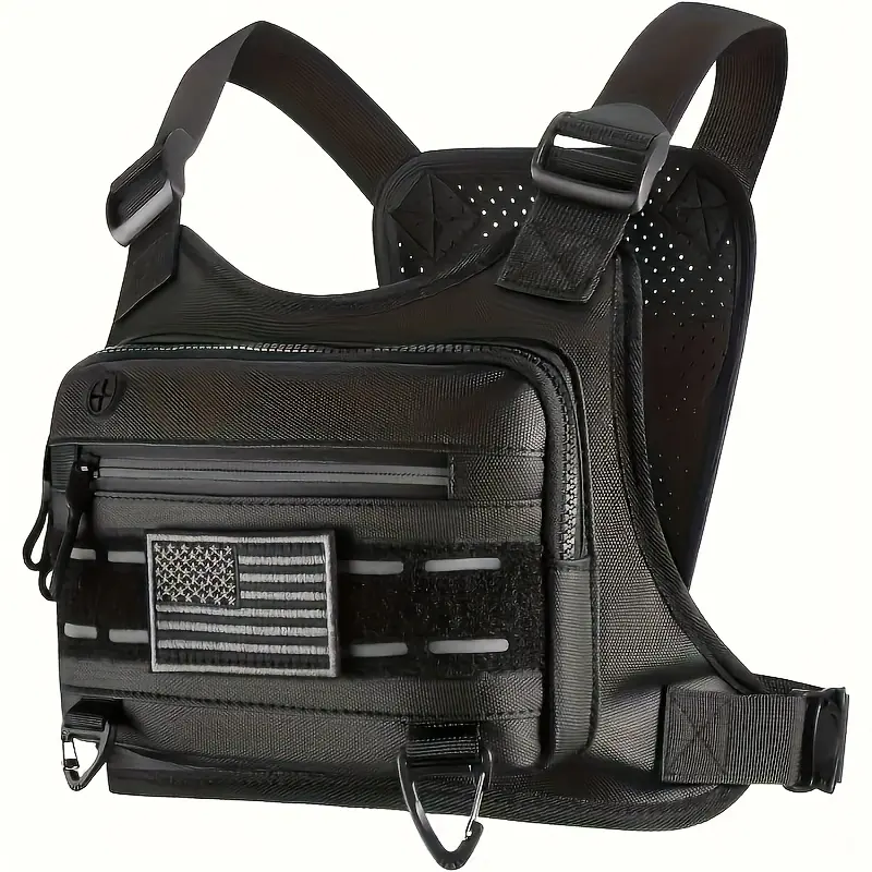 1 Men's Sports Chest Bag - Lightweight Gym Bag with Phone Pocket, Front Zipper Compartment and Adjustable Shoulder Strap - Hands-Free Running, Cycling, Training Backpack - Durable Daily Commuting and Travel Multi-Functional Sports Bag, Secure Closure Desi