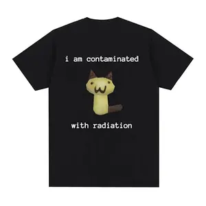 I Am Contaminated with Radiation Funny Cat Meme T-shirt Short Sleeve Men Women Vintage T Shirt MaleCotton T Shirts, Adult funny T-shirt, Gift for Woman and Man