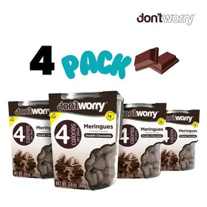 Meringue Cookies Double Chocalate 4 Pack, Only 4 Cal per piece, Healthy Candy, Gluten Free Snacks, Low Carb, Keto Friendly, Low Sugar Biscuit