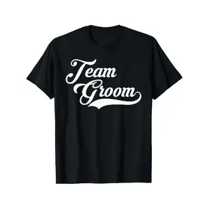 Team Groom Wedding T-Shirt - Royal Blue 180gsm Relaxed Fit Casual Crewneck with Elegant Script Print for Groomsmen & Wedding Party Apparel, Event Attire, Classic Style, Nontransparent Fabric