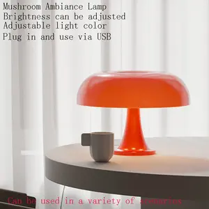 Modern Minimalist Mushroom Table Lamp LED, USB Powered Bedside Atmosphere Light, Creative Luxury Nightlight, Modern Nightstand Lamps for Living Room, Bedroom, Dining Hall