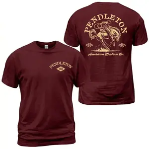 Pendleton Cowboy Horse T-Shirt, Western Rodeo Rider Graphic Tee, Vintage American Western Shirt, Ranch Lifestyle Back Print Tee, Country Cowboy Apparel for Outdoor Western Style - AK