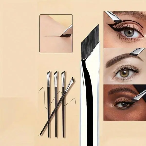 Professional Makeup Brushes Set 5 Sickle Eyeliner Pen Angled Knife-Shaped Detailing Brush Eyeshadow Brush for Blending Base Loose Powder Application Essential Beauty Tools Up To 1.9 Fl Oz Vibrant Comprehensive Face Makeup Tools Set Travel